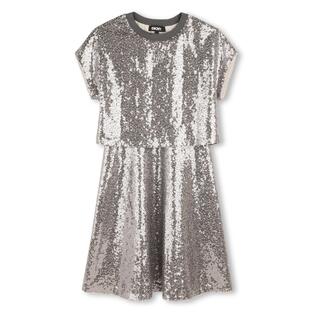 Dress D.K.N.Y. in gray color with sequins.
