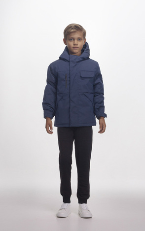 JOYCE jacket in blue with built-in hood.